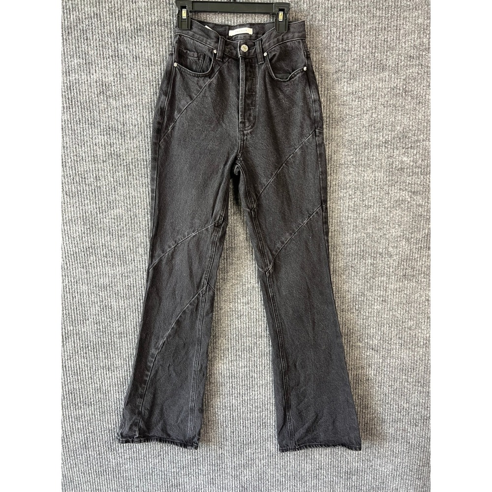 PacSun Black High Rise Bootcut Jeans Size 23 Panel Seam Y2K Grunge Button Fly